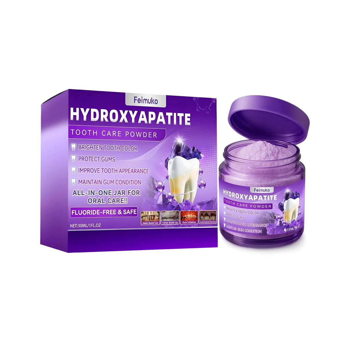 Tooth Care Powder 30ml container with mint flavouring and hydroxyapatite