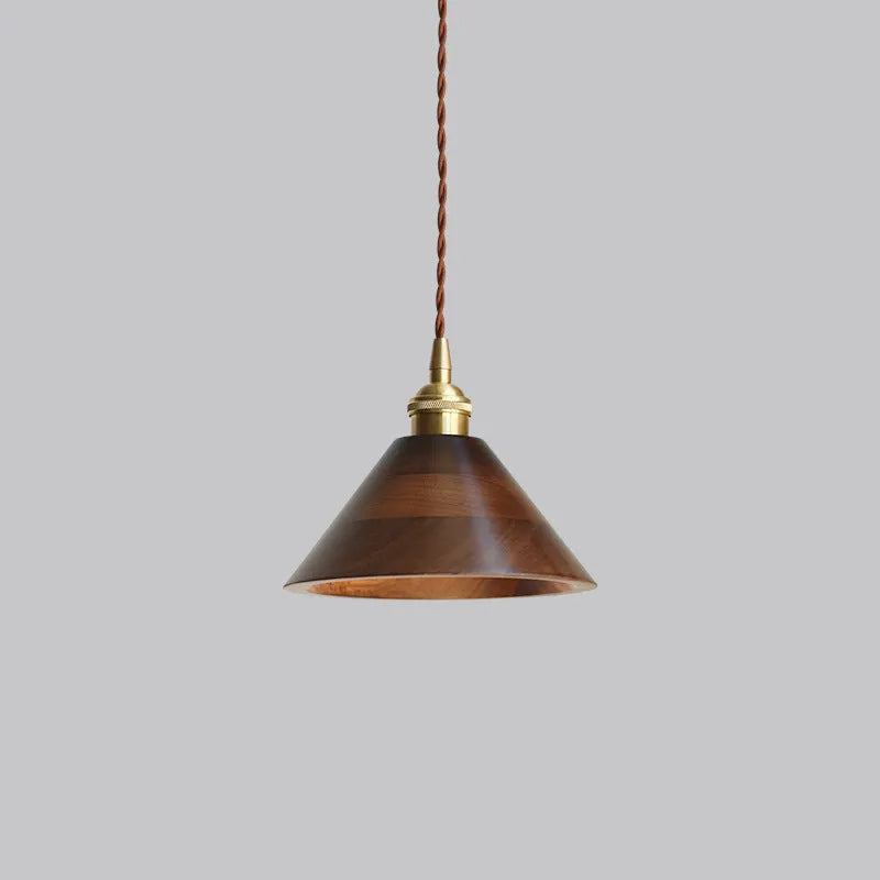 Single-head black walnut and copper droplight chandelier with a leisure window design