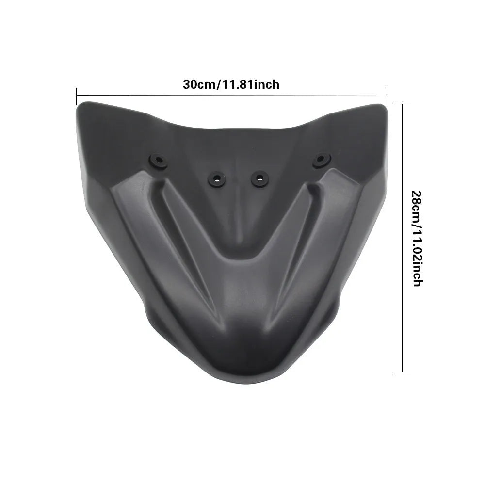 Black ABS plastic fixed wind front wing accessory for KTM 390 and 790 Adventure ADV motorcycles.
