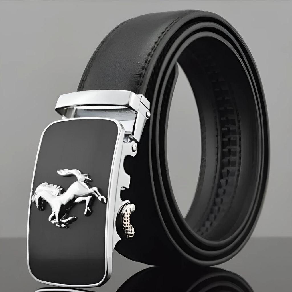 Men's automatic buckle leather belt in cowhide with 3.5cm width