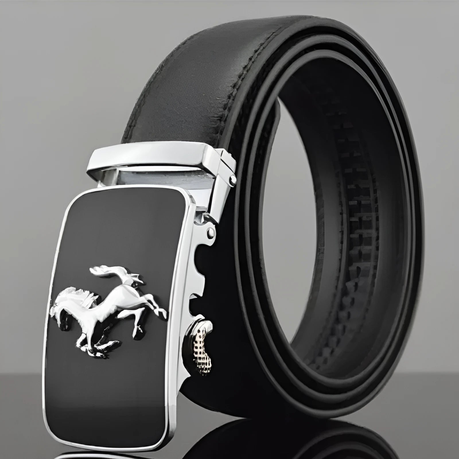 Men's automatic buckle leather belt in cowhide with 3.5cm width