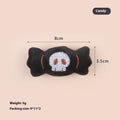 Plush cat teaser toy with long wand handle and small eyes design attachment