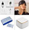 White sleep aid instrument with handheld remote control showing 20 intensity levels
