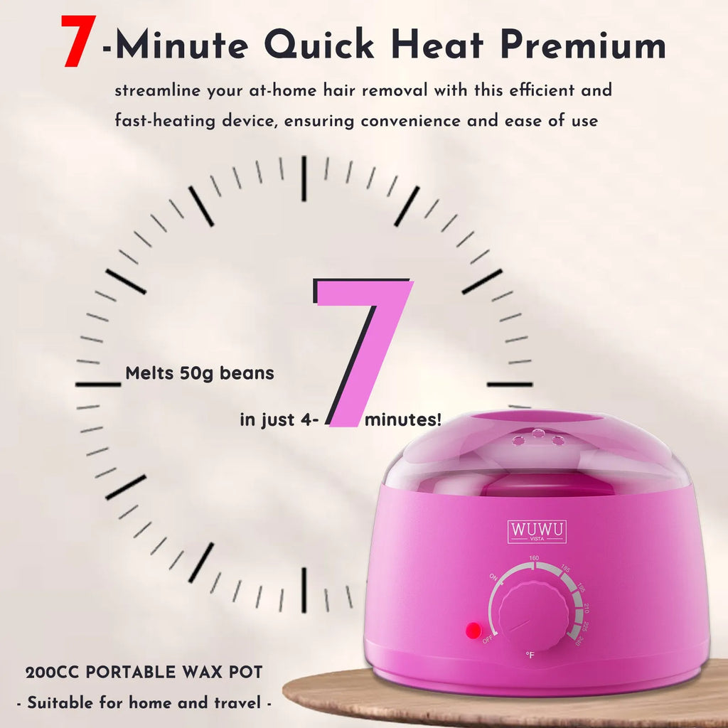 27-piece hair removal waxing kit showing coloured wax beads, wax sticks and electric warmer machine