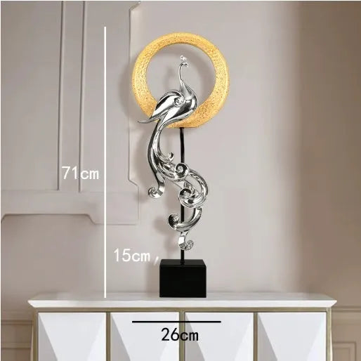 European style synthetic resin phoenix ornament in a choice of festive red, elegant silver, or rose gold colour.