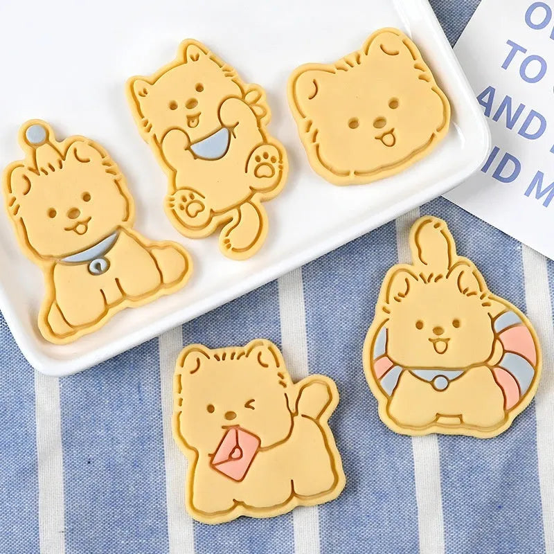 Three dimensional plastic puppy cartoon biscuit mould for baking biscuits and cookies