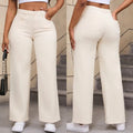 Women's autumn straight jeans wide leg style in apricot colour high waist cotton