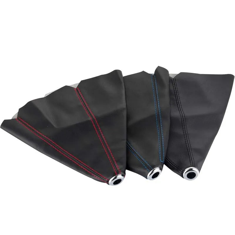 General Motors black line PU leather gear lever dust cover for manual gearbox protection.