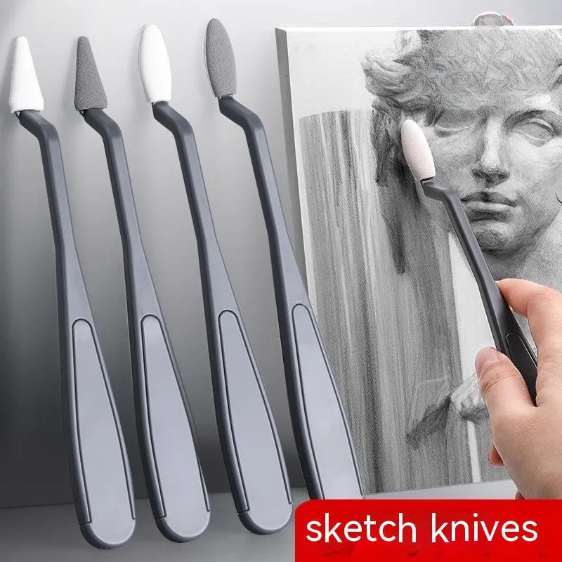 Yellow plastic rubbing knife for erasing fluorescent pen marks from sketches