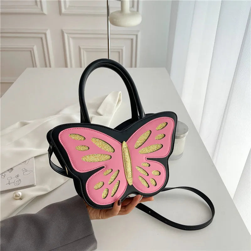 Square women's crossbody bag in black with contrast colour detail and crossbody strap