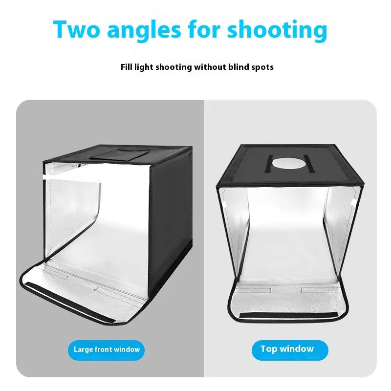 50cm folding studio light box with metal frame and reflective cloth interior for product photography