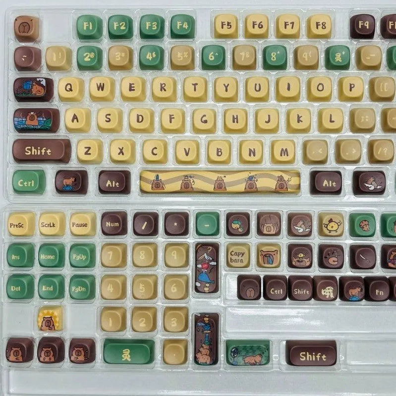 Capabala 130-key ABS plastic mechanical keyboard keycap set shown in a pile, MOA profile.