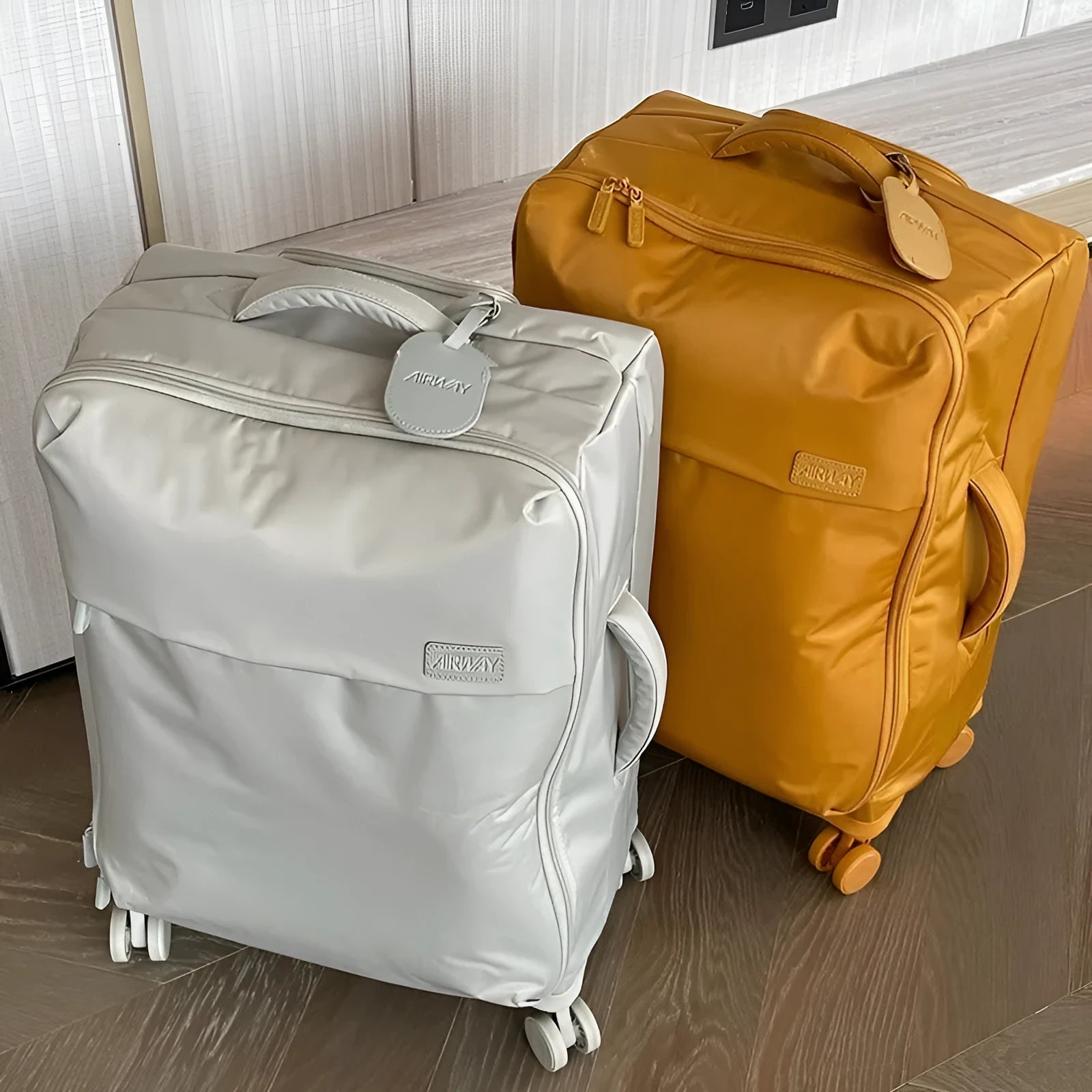 20-inch waterproof Oxford cloth suitcase in bluestone green colour with universal wheels and antibacterial lining