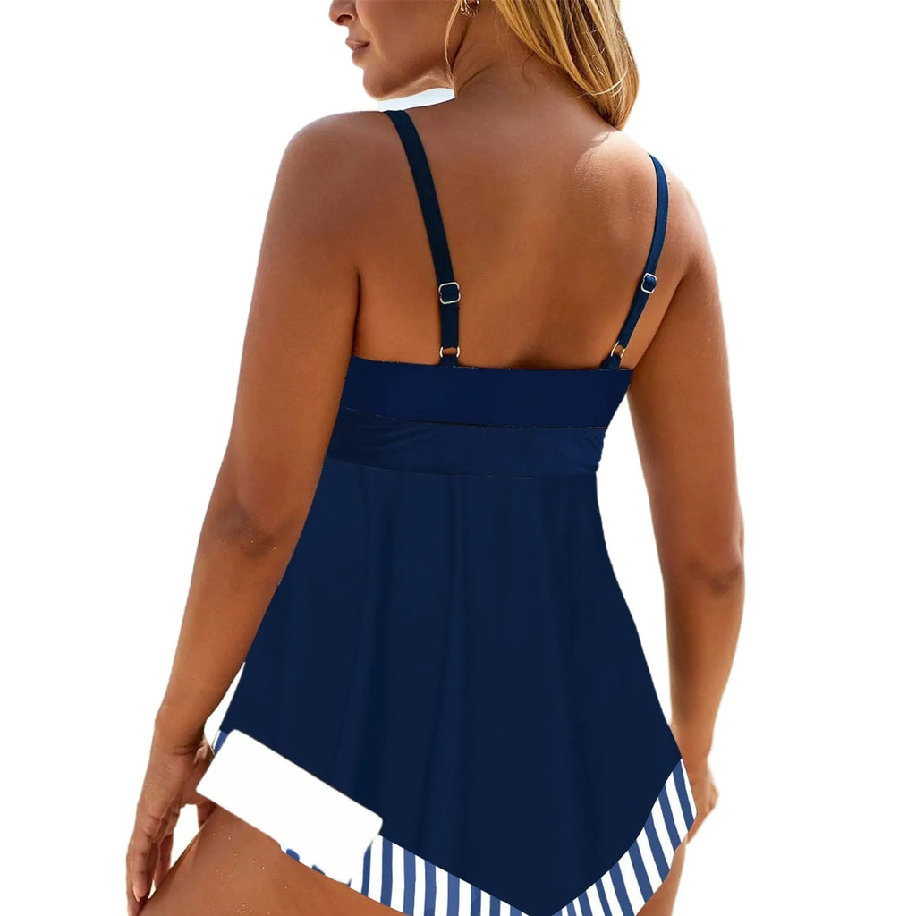 Plus size women's two-piece bikini swimsuit in quick-drying polyester fabric