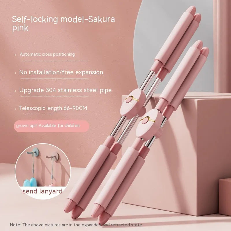 Children's adjustable open back yoga stick in blue and pink colours for fitness body shaping