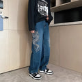 Loose embroidered jeans for men in Golden Dragon colour, polyester cowboy fabric, three-dimensional tailoring, no elasticity, size options S to 3XL