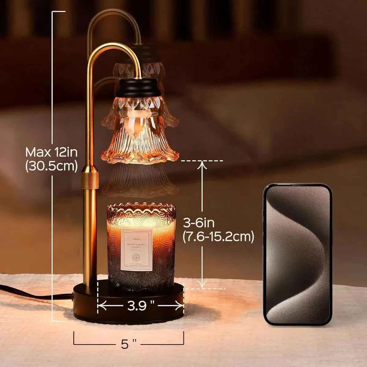 Bamboo lamp holder aromatherapy wax melting lamp with international voltage compatibility 110-220V