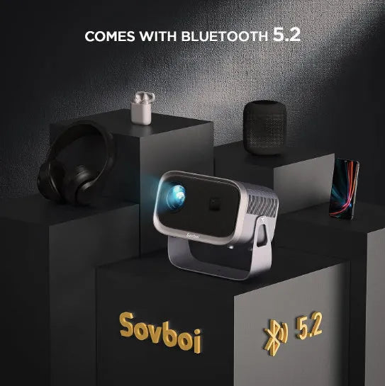 Portable Android 4K smart home theater projector with mobile phone compatibility and multiple regional colour standard support