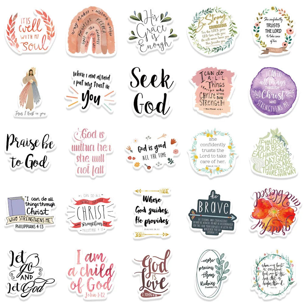 Pack of 50 colourful graffiti stickers with random printed patterns for wall decoration