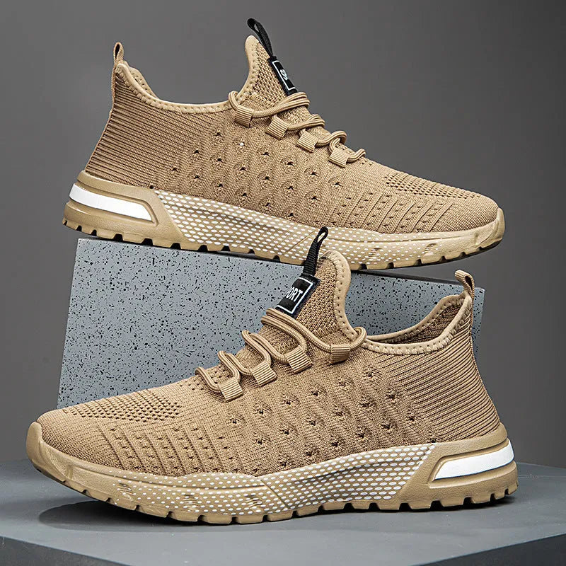 Men's casual mesh shoes in solid colours including white, army green and black