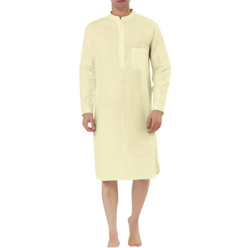 Men's cotton shirt robe in multiple colour options with Asian sizing from S to XXL