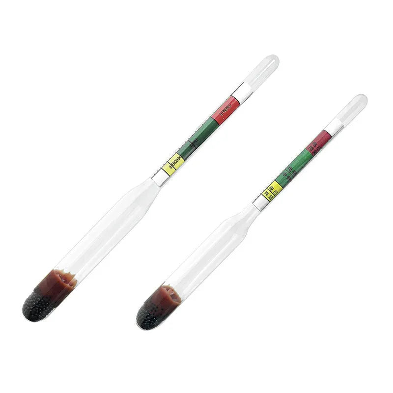 Electrohydraulic hydrometer for automotive battery electrolyte testing with glass construction and suction tube