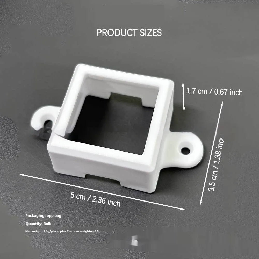 White plastic LED light bracket protective lampshade measuring 1.7cm by 6cm