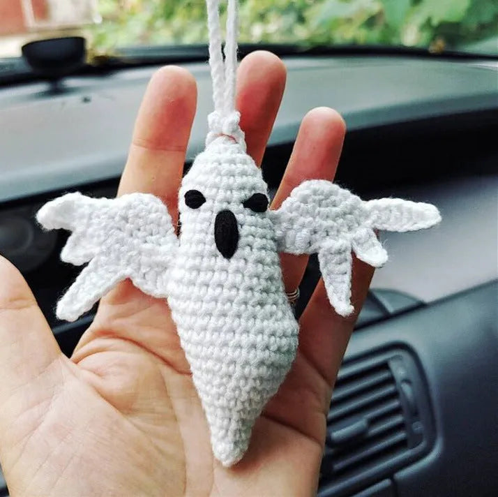 Plush hand-woven cartoon automobile hanging ornament for rear-view mirror decoration