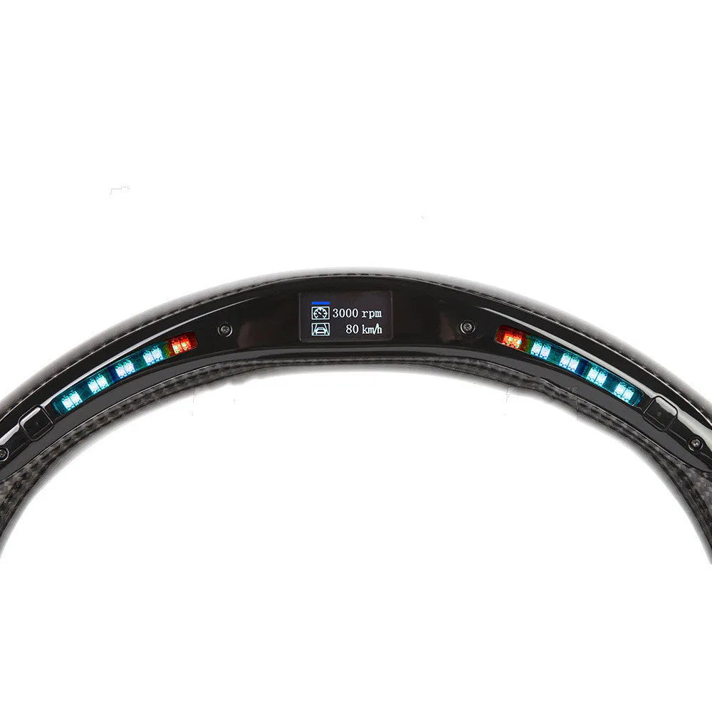 Black carbon fibre BMW steering wheel with LED lighting for X3 X5 models