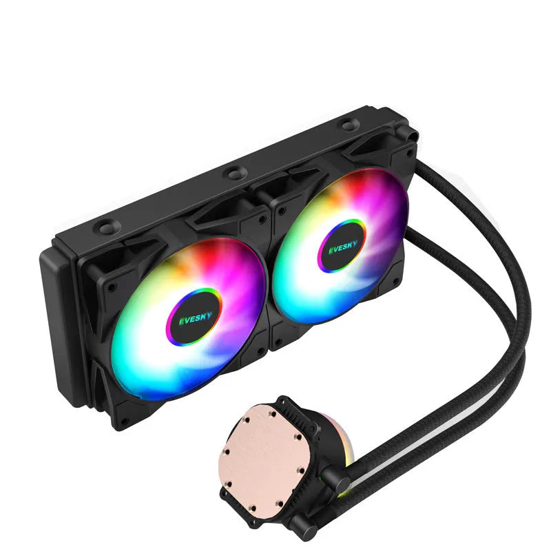 CPU radiator cooling fan with RGB lighting in aluminium construction for gaming PC