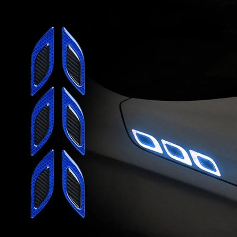Blue and yellow reflective warning tape strips for car bumpers measuring 17mm width