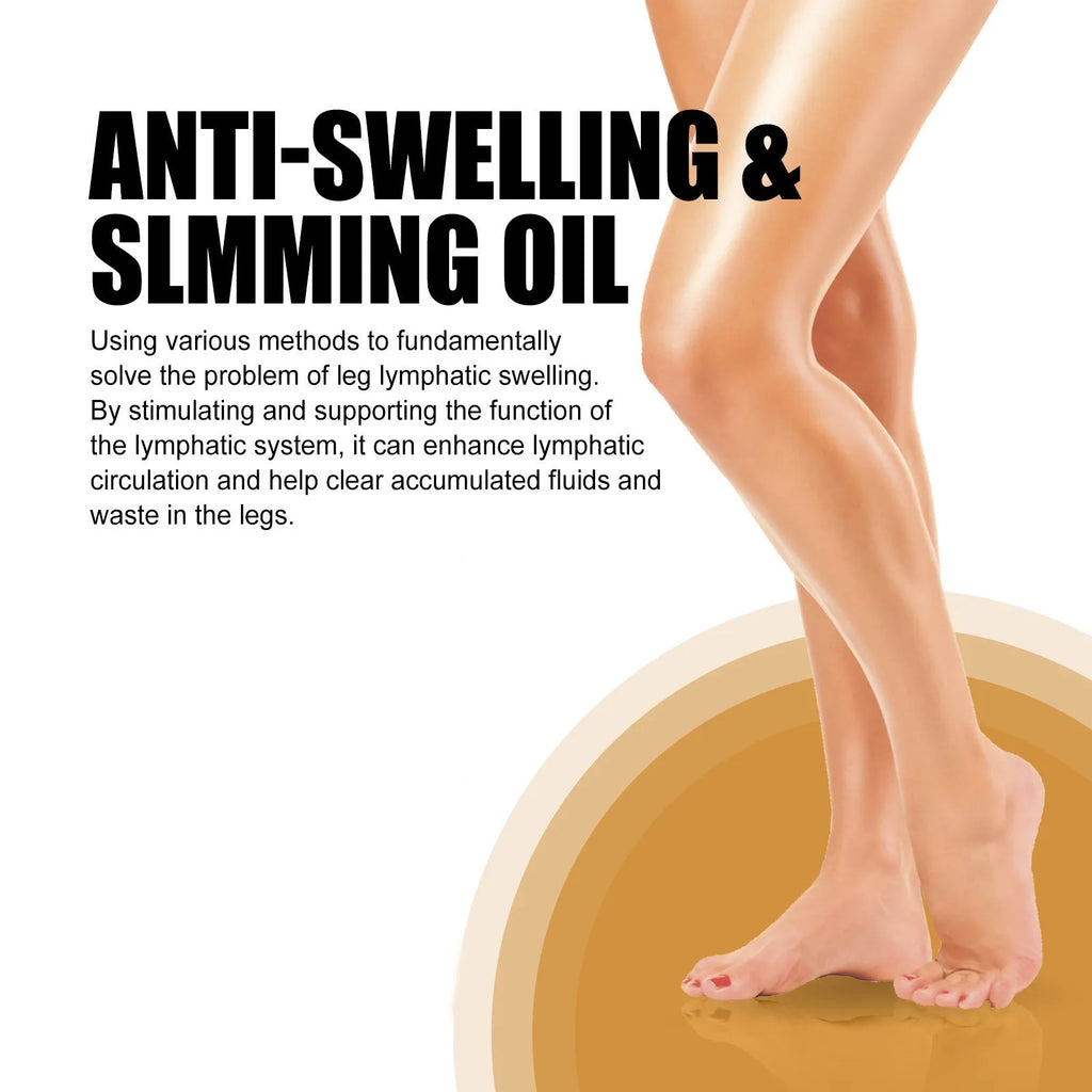 50ml bottle of moisturising body oil with cassia seed and ginger extract for skin care and leg massage.