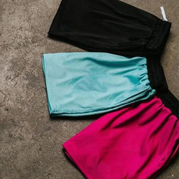 Men's solid-colour mesh quick-drying shorts in chemical fibre fabric for summer sports