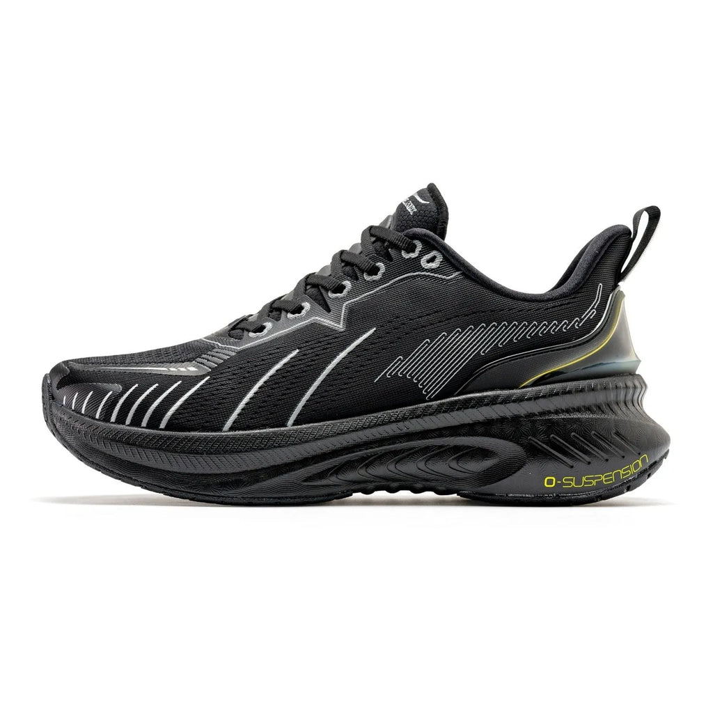 Red Rabbit colour low-top running shoes with stripe pattern, PU mesh upper, and rubber sole.