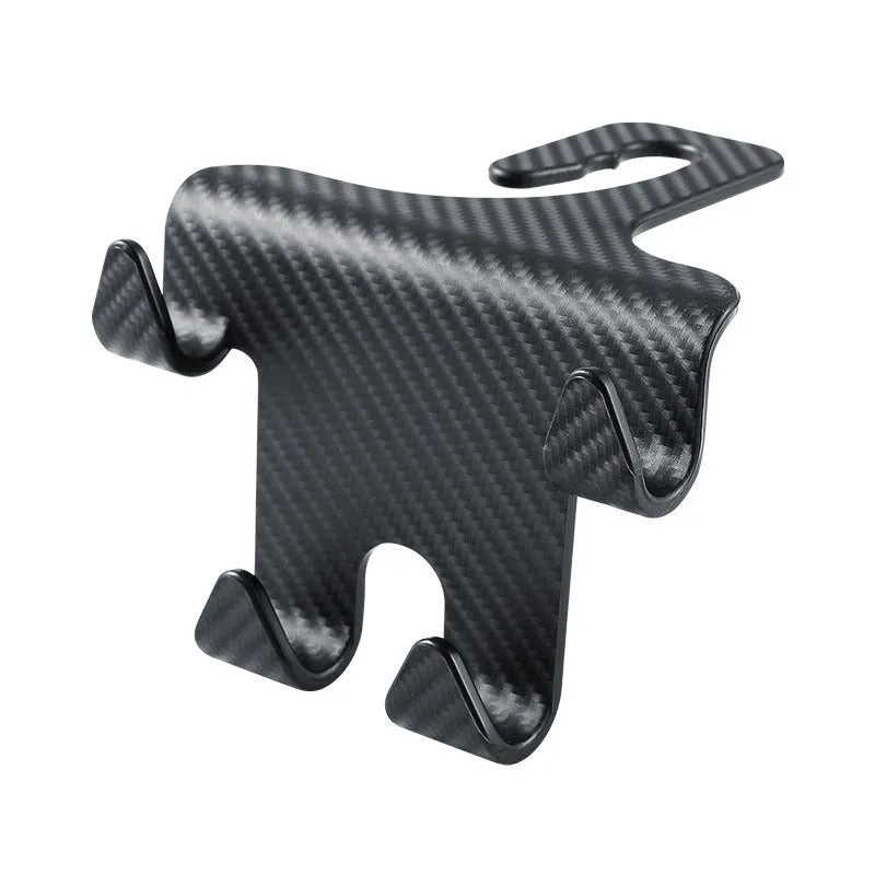 Black ABS car hook and mobile phone bracket for rear seat back storage.