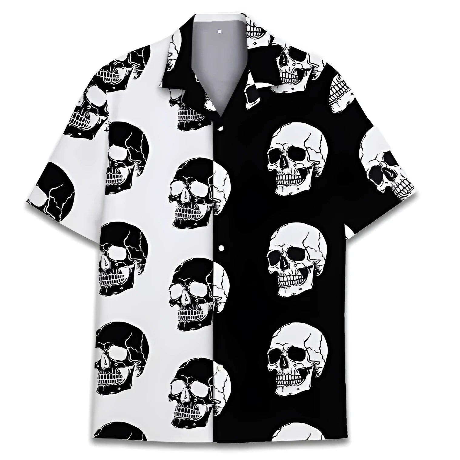 Men's Cuban collar Hawaiian shirt in polyester with digital print pattern, short sleeves for summer casual wear