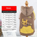 Brown cotton pet sweatshirt for a dog, showing sizes XS to 2XL available.