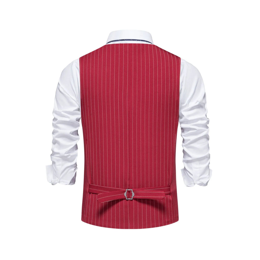 Men's striped polyester suit vest in business formal style with non-ironing fabric