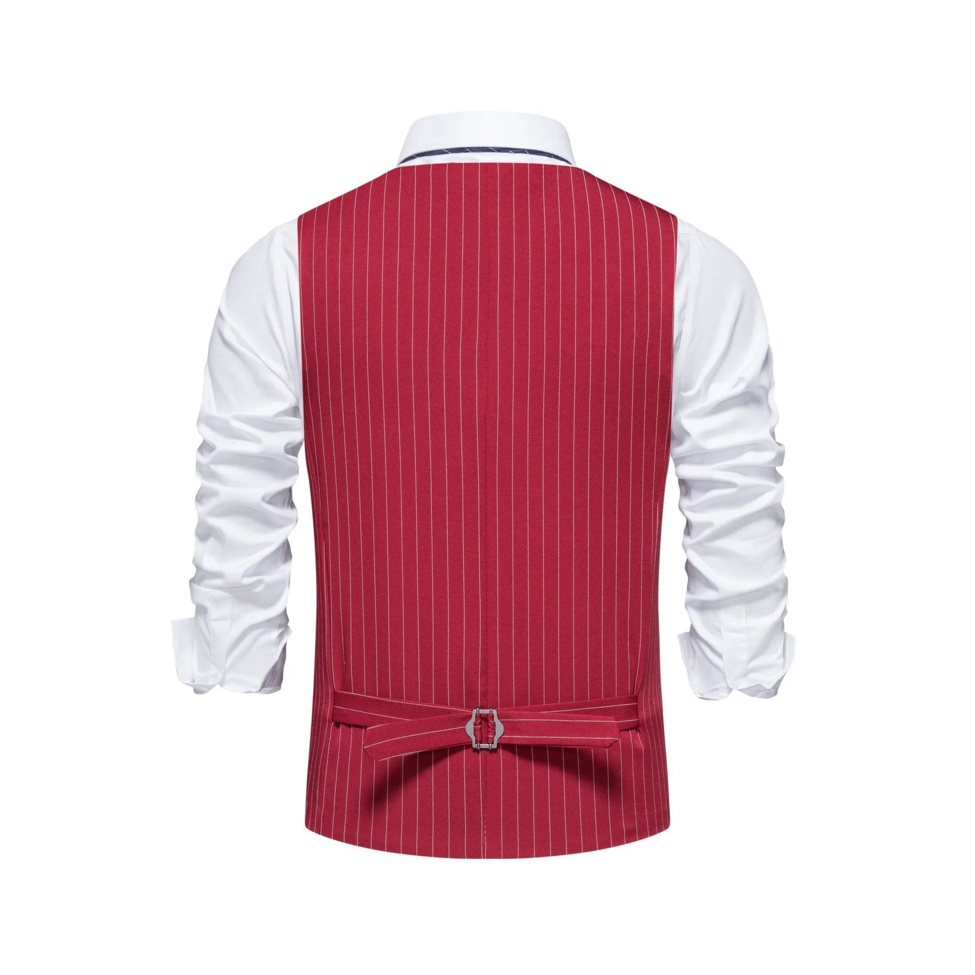 Men's striped polyester suit vest in business formal style with non-ironing fabric