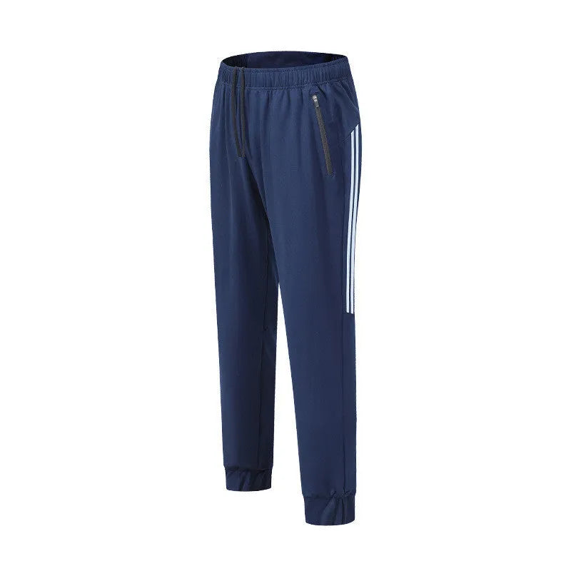 Men's black running trousers with mid waist design for athletic exercise