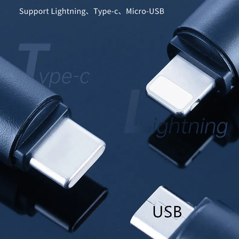 Small black capsule infrared remote emitter for smartphone Lightning, Type-C, and Micro-USB ports.