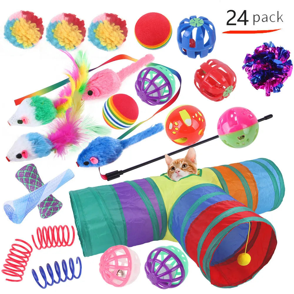Plastic cat channel toy maze with colourful tracks and accessories for feline play