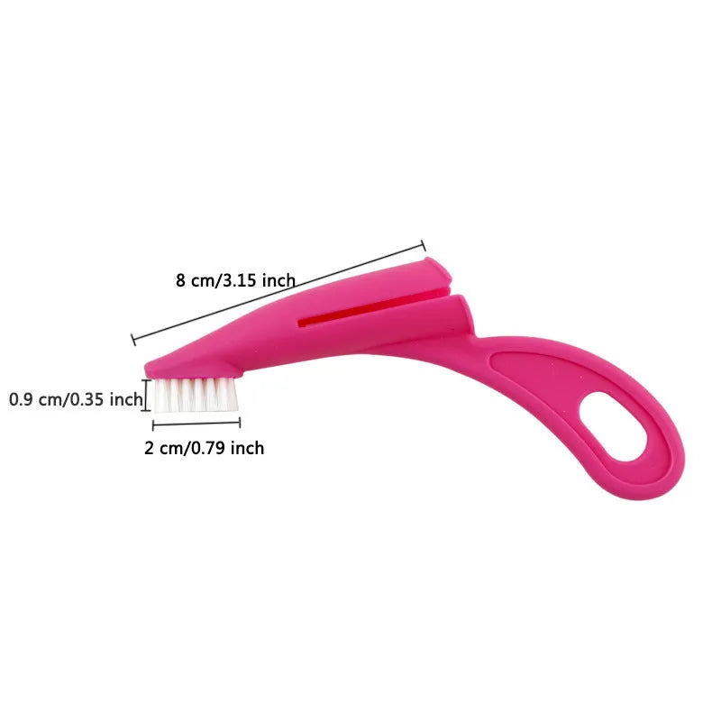 Red and white pet finger toothbrush for dog and cat dental cleaning with silicone bristles