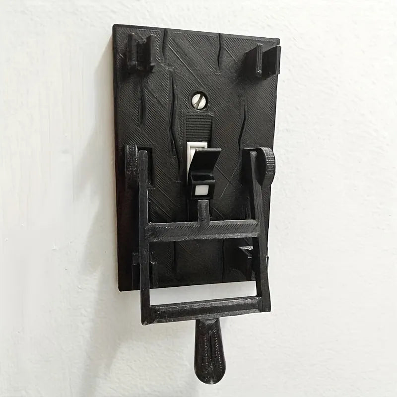 Single-pole mechanical wall switch with decorative PLA plate for exposed surface mounting
