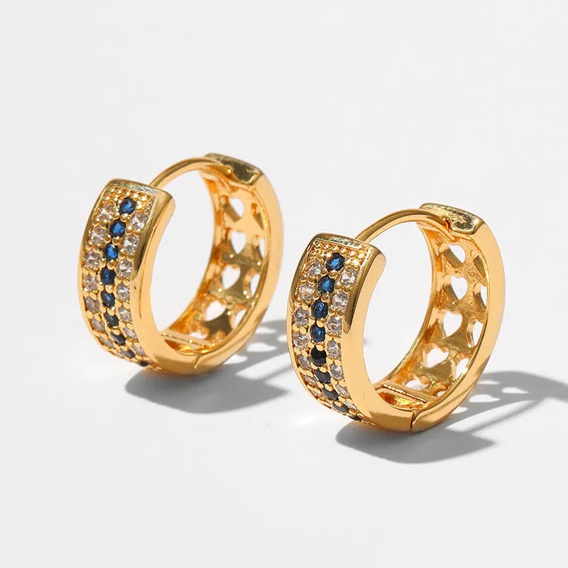 Round geometric women's earrings with copper electroplated KE1268 gold colour finish