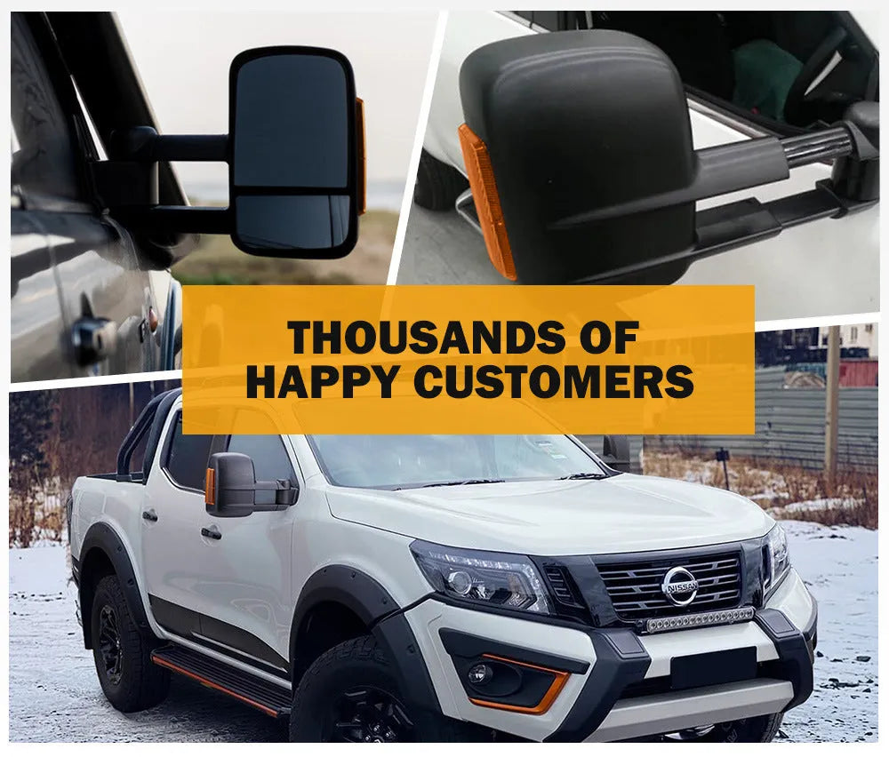 Black electric exterior rear vision mirror for Nissan D23 NP300 2015 onwards pickup truck
