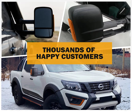 Black electric exterior rear vision mirror for Nissan D23 NP300 2015 onwards pickup truck