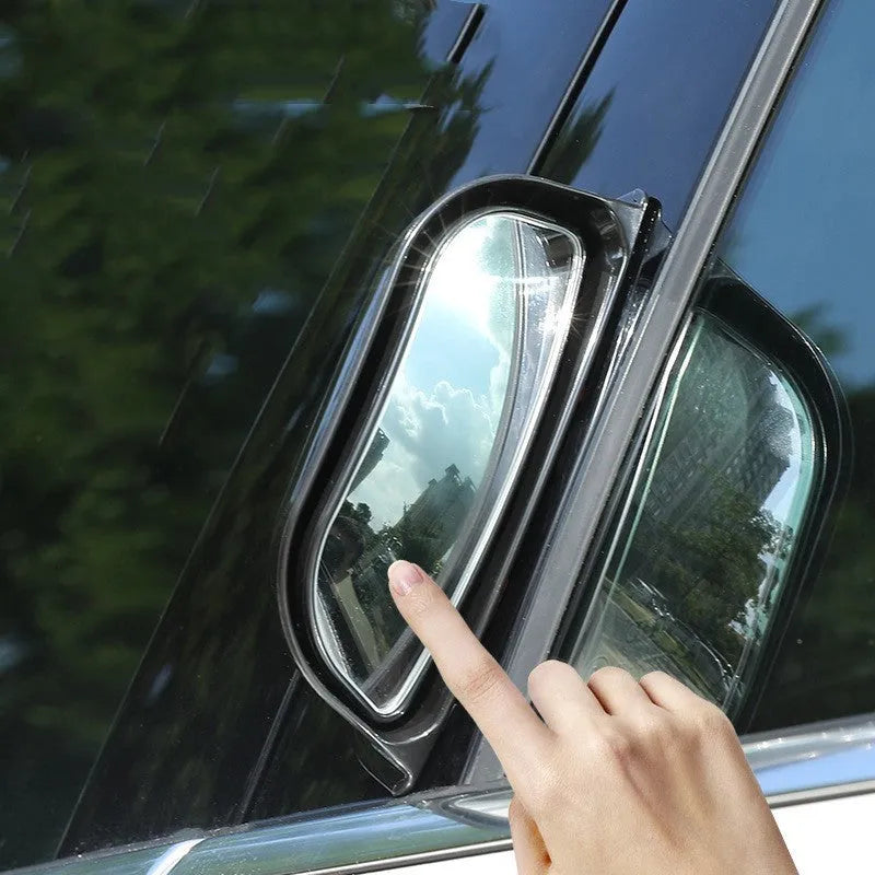 Universal black and white wide-angle car mirror for exterior mounting, dimensions 126mm by 48mm.