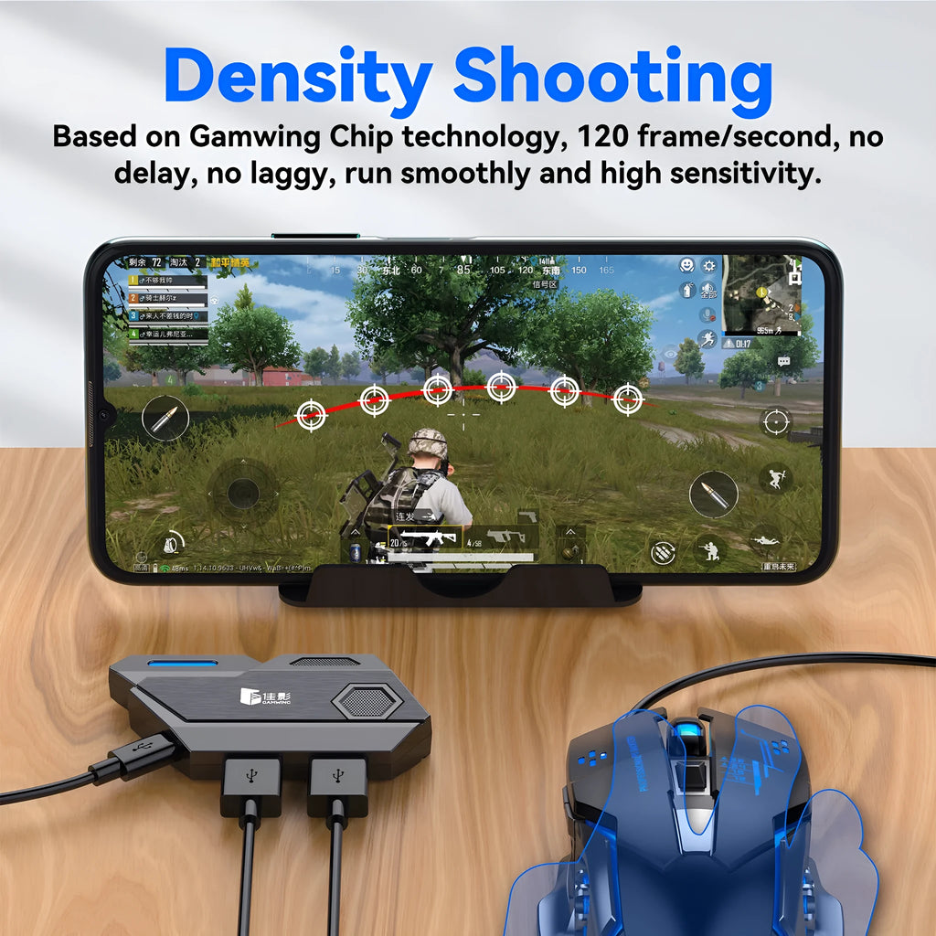Gamwing Jiaying MIX series USB keyboard and mouse converter for mobile gaming in official configuration suit colour.