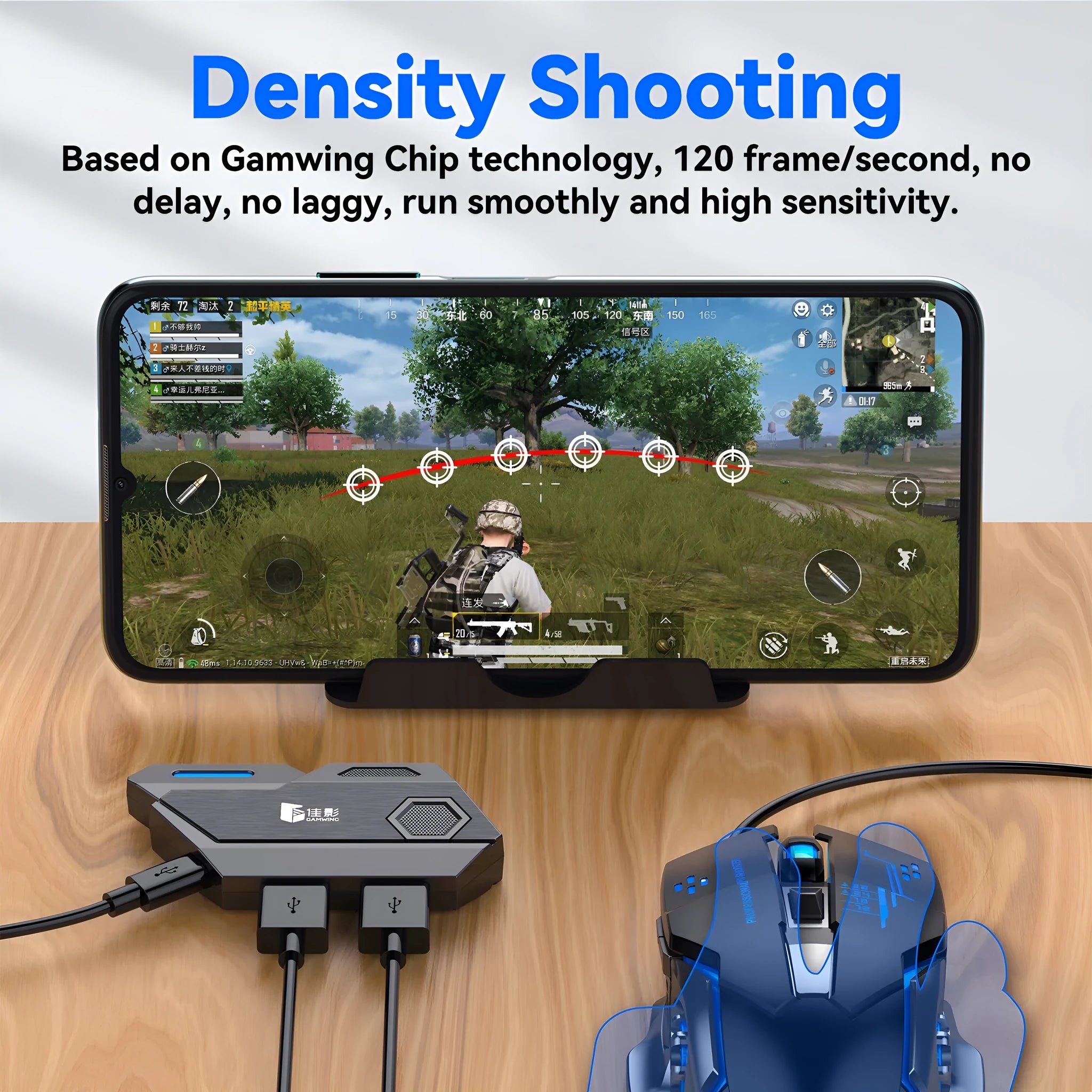 Gamwing Jiaying MIX series USB keyboard and mouse converter for mobile gaming in official configuration suit colour.